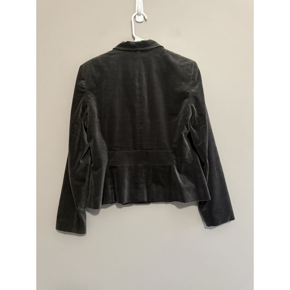 Anne Klein Velvet Blazer Jacket Gray Stretch Office Preppy Work Button Pocket 10 - Picture 3 of 13